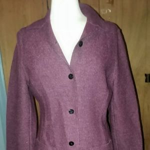 Lord & Taylor Wool Jacket Button Front Long Sleeve coat Blazer red purple